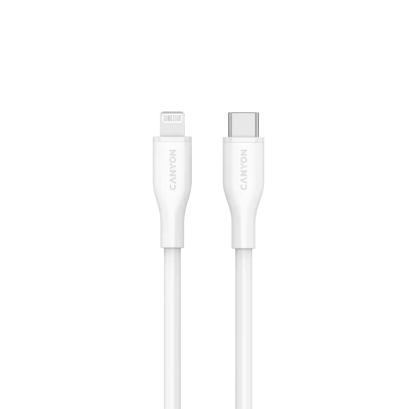 Canyon CLNM60SC10 USB-C na Lightning kábel 1m 60W MFi silikón biely