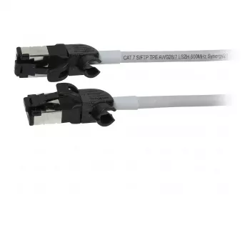 Synergy21 patch kábel RJ45, CAT6A 500 MHz, 0,25 m, sivý, S/FTP, Slimline Round d=4,5 mm, TPE/LSZH (Superflex), AWG28, s CAT7 surovými konektormi, otočný konektor