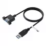 EFB predlžovací kábel USB 3.0 A-A samec na samicu na montáž do panela, 0,5m, čierny