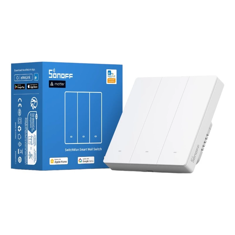 SONOFF M5-3C-86W WiFi Matter smart nástenný spínač (3-kanálový) biely