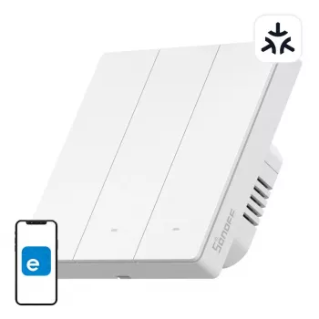 SONOFF M5-3C-86W WiFi Matter smart nástenný spínač (3-kanálový) biely