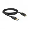 Delock USB 10 Gbps kábel Type-A samec na USB Type-C™ samec so skrutkovacím zaistením hore 2 m čierny