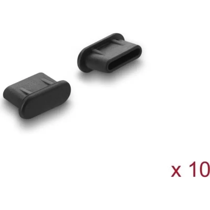 Delock prachová krytka pre zásuvku USB Type-C, 10 ks, silikón, čierna (87408)
