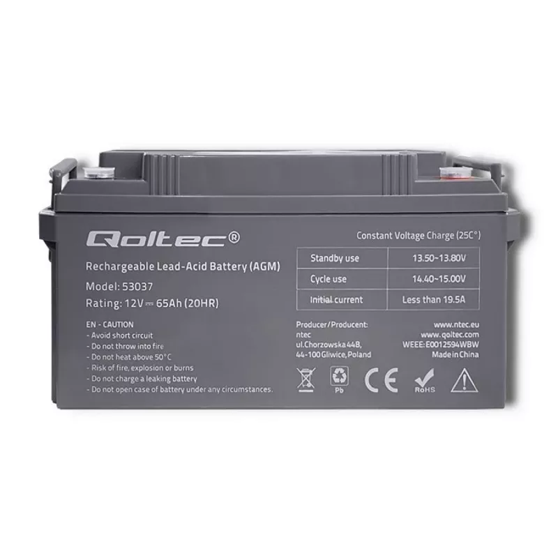 Qoltec 53037 AGM batéria 12V 65Ah max 780A