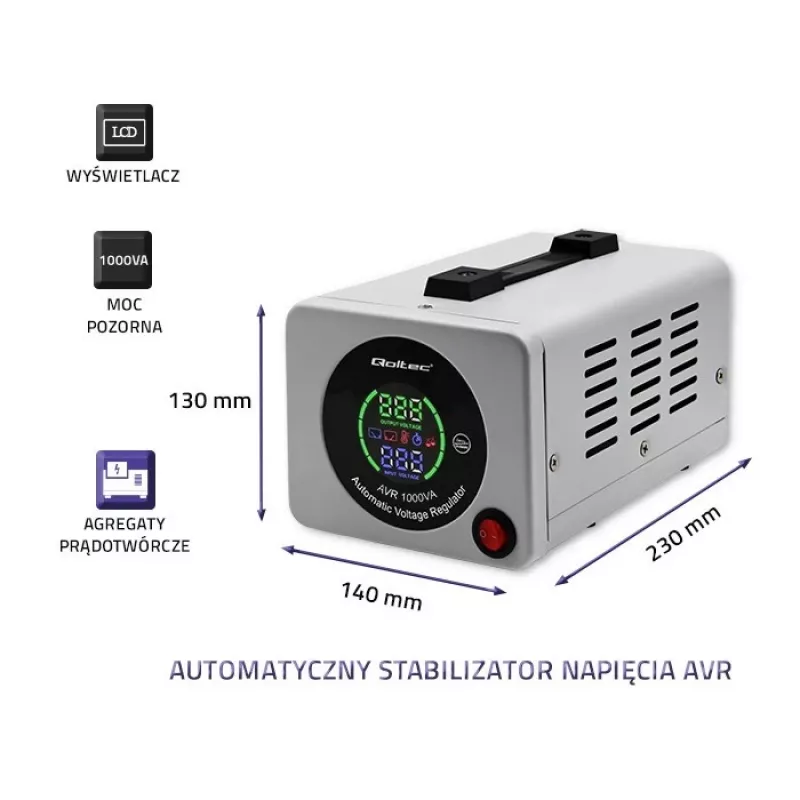 Qoltec 50723 automatický stabilizátor napätia AVR 1000VA