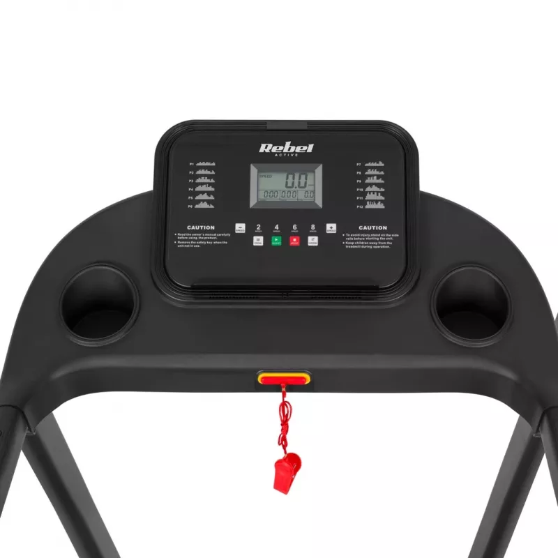 REBEL ACTIVE RBA-1001 skladací elektrický bežiaci pás s LCD displejom, 12 programov, 12 km/h, strieborná/čierna