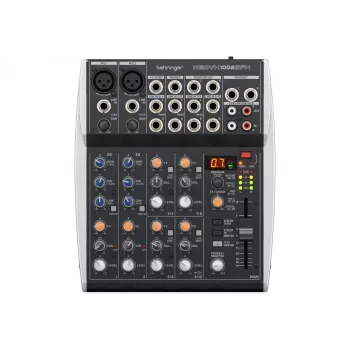 Behringer XENYX 1002SFX audio mixér s 10 vstupmi, 2 XENYX mikrofónnymi predzosilňovačmi, 3-pásmový EQ, KLARK TEKNIK FX procesor, 100 presetov