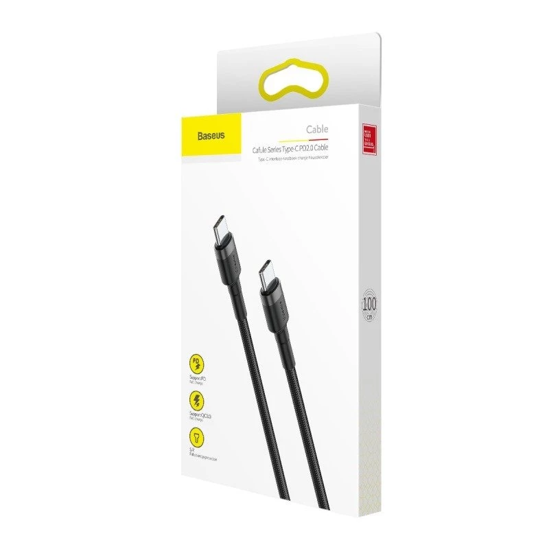 Baseus Cafule USB-C na USB-C kábel PD 2.0 QC 3.0 60W 1m (čierna/sivá)