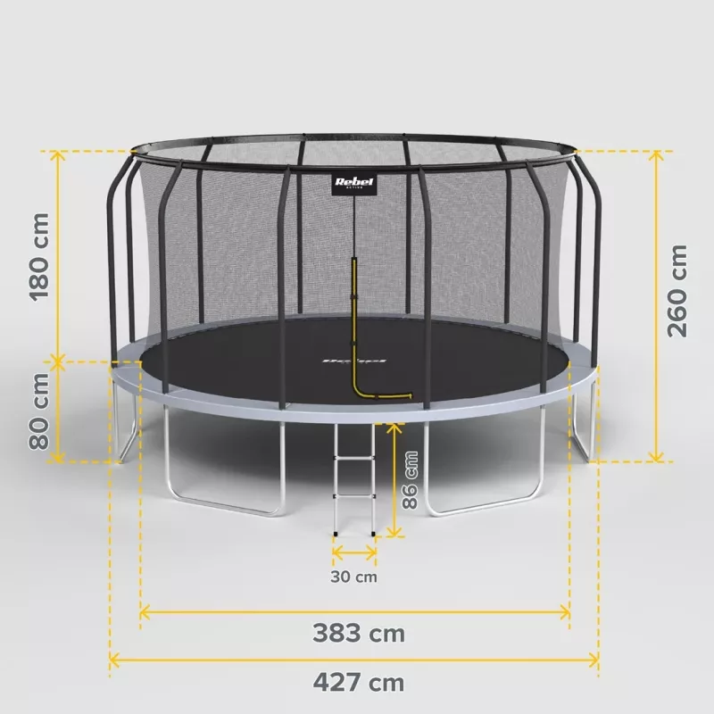REBEL Active Trampolína PRO 14ft/427 cm so záchrannou sieťou a rebríkom