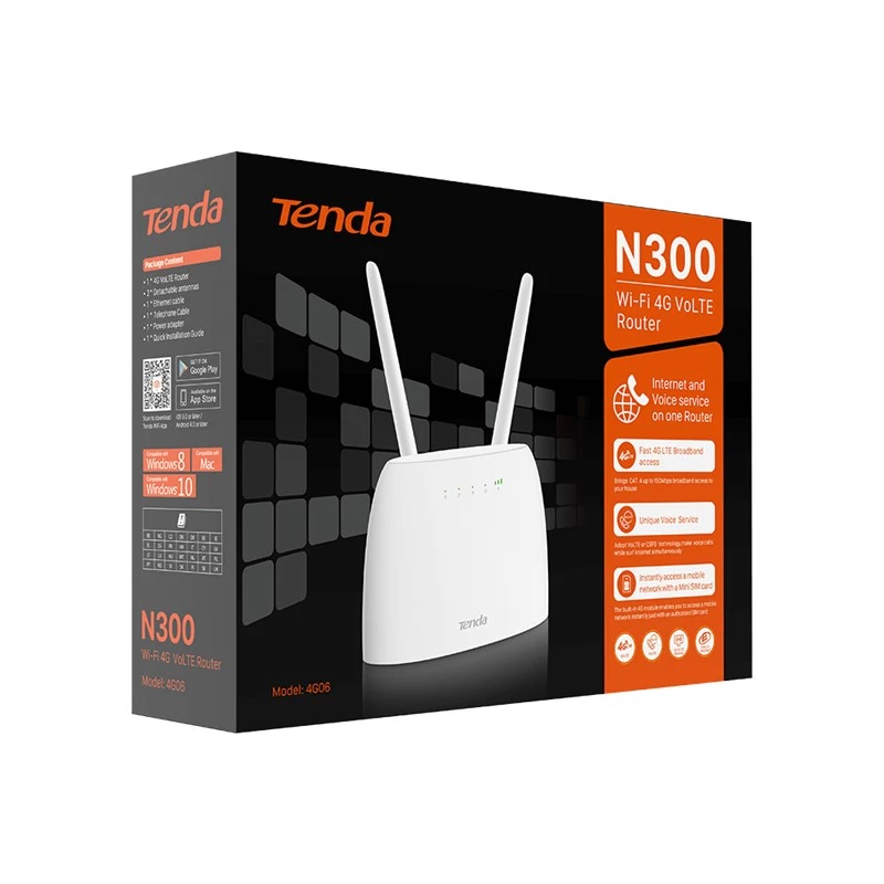 Tenda N300 bezdrôtový router Fast Ethernet single-band (2,4 GHz) 4G biely