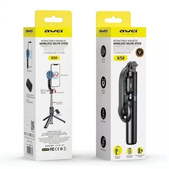 AWEI X51 magnetický selfie stick statív čierny