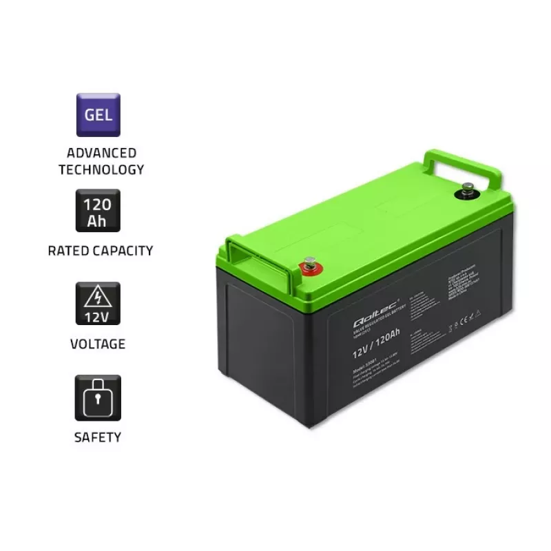 Qoltec 53081 gélová batéria 12V 120Ah GEL 34,8kg