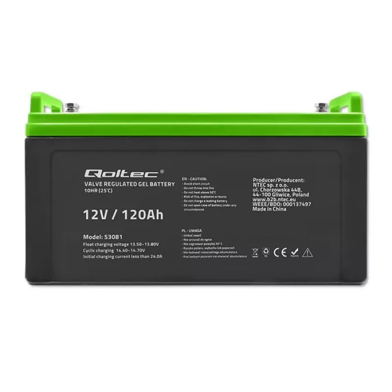 Qoltec 53081 gélová batéria 12V 120Ah GEL 34,8kg
