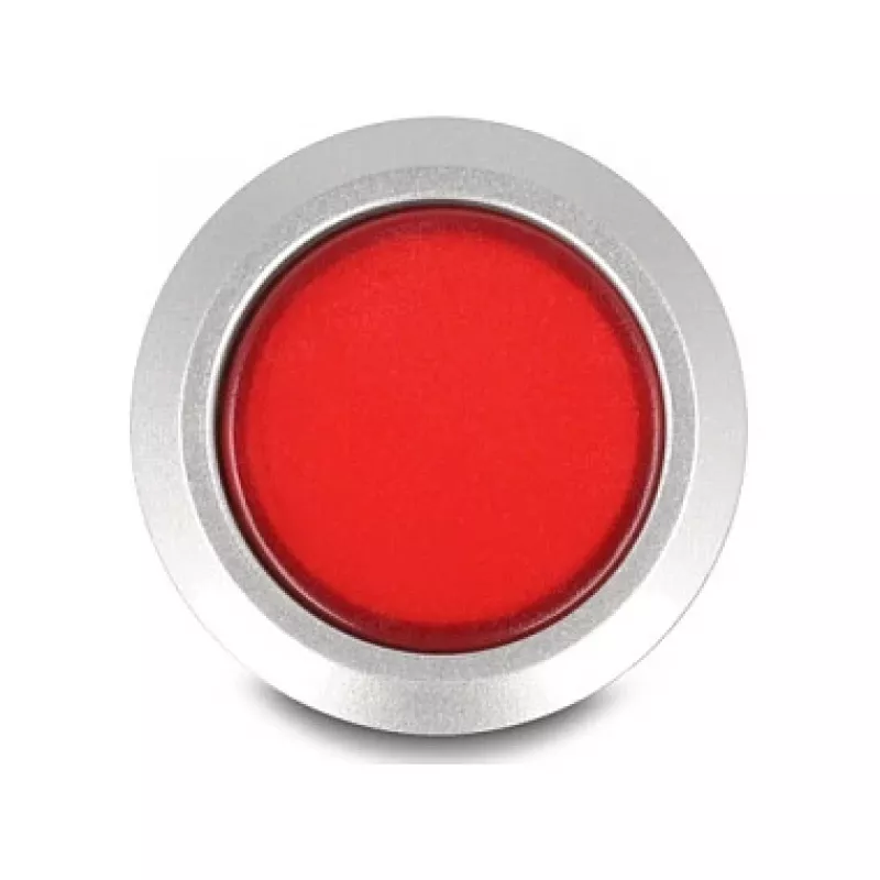 Delock 22 mm vstavané tlačidlo, ploché, červená LED, spájkované spoje, 1 NO, 230 V AC/DC