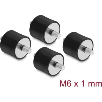 Delock tlmič vibrácií M6 x 1 mm D 25 x H 20 mm s 2 x vonkajší závit 4 ks čierna (60815)