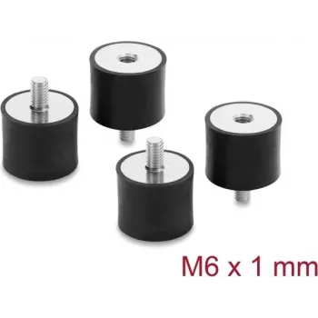 Delock tlmič vibrácií M6 x 1 mm D 25 x H 20 mm s vnútorným a vonkajším závitom 4 ks čierna