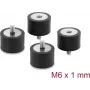 Delock tlmič vibrácií M6 x 1 mm D 30 x H 20 mm s vonkajším a vnútorným závitom 4 ks čierna (60821)