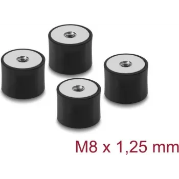 Delock tlmič vibrácií M8 x 1,25 mm D 30 x H 20 mm s 2x vnútorný závit 4 ks čierna (60827)