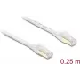 Delock RJ45 plochý patch kábel Cat.8.1 U/FTP do 40 Gbps 0,25 m biely (81023)