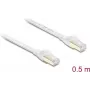 Delock RJ45 plochý patch kábel Cat.8.1 U/FTP do 40 Gbit/s 0,5 m biely (81024)