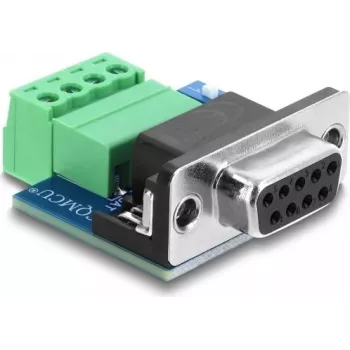 Delock D-Sub 9-pinový konektor samica na 4-pinovú svorkovnicu adaptér s DIP prepínačom a 120 Ohm zakončovacím odporom pre CAN / LIN (91294)