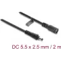Delock predlžovací kábel DC 5,5 x 2,5 mm samec na samicu s bajonetovým uzáverom 18 AWG, 2 m čierny (67393)