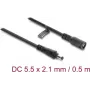Delock predlžovací kábel DC 5,5 x 2,1 mm samec na samicu s bajonetovým uzáverom 18 AWG, 0,5 m čierny (67388)