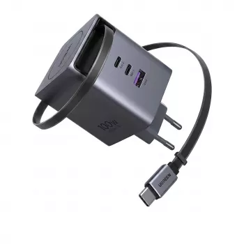 UGREEN X616 GaN nabíjačka 100W 2x USB-C 1x USB-A 1x vyťahovací USB-C kábel (65828)