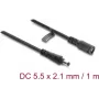 Delock DC predlžovací kábel 5,5 x 2,1 mm konektor samec na konektor samica s bajonetovým uzáverom 18 AWG, 1 m čierny (67389)