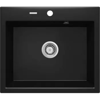 DEANTE Granitový kompozitný kuchynský drez 1-miska Black Nero Mat 580x490 mm