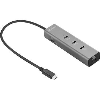 Sandberg USB-C 5-in-1 MediaDock - dokovacia stanica - strieborná/sivá