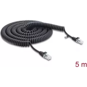Delock špirálový kábel RJ45 Cat.5e 5 m čierny (88019)