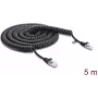 Delock špirálový kábel RJ45 Cat.5e 5 m čierny (88019)