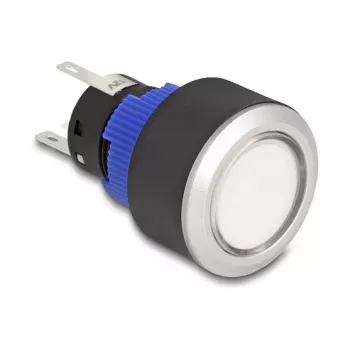 Delock tlačidlový spínač 22 mm plochý plast biely LED