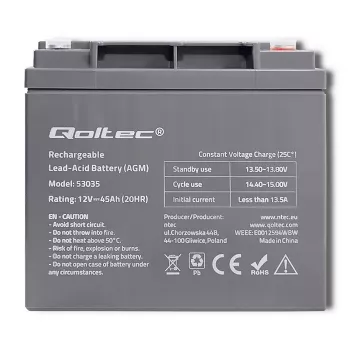 Qoltec 53035 AGM batéria 12V 45Ah 540A