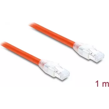 Delock RJ45 sieťový kábel Cat.8.1 S/FTP 1 m až do 40 Gbps oranžový (81180)