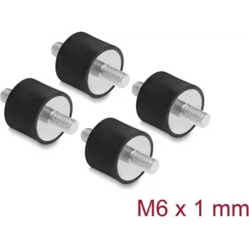 Delock tlmič vibrácií M6 x 1 mm D 20 x H 15 mm s 2 x vonkajším závitom 4 ks čierny (60814)