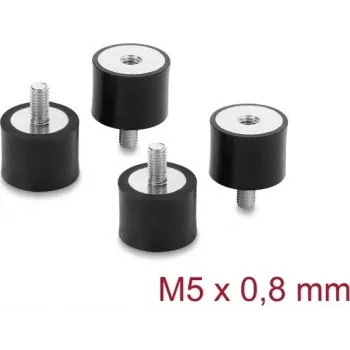 Delock tlmič vibrácií M5 x 0,8 mm D 20 x H 15 mm s vnútorným a vonkajším závitom 4 ks čierny (60819)