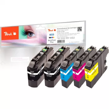 Peach Multi Pack Plus - balenie 5 ks - čierna, žltá, azúrová, purpurová - kompatibilná atramentová kazeta (alternatíva za: Brother LC-223BK, Brother LC-223M, Brother LC-223C, Brother LC-223Y)