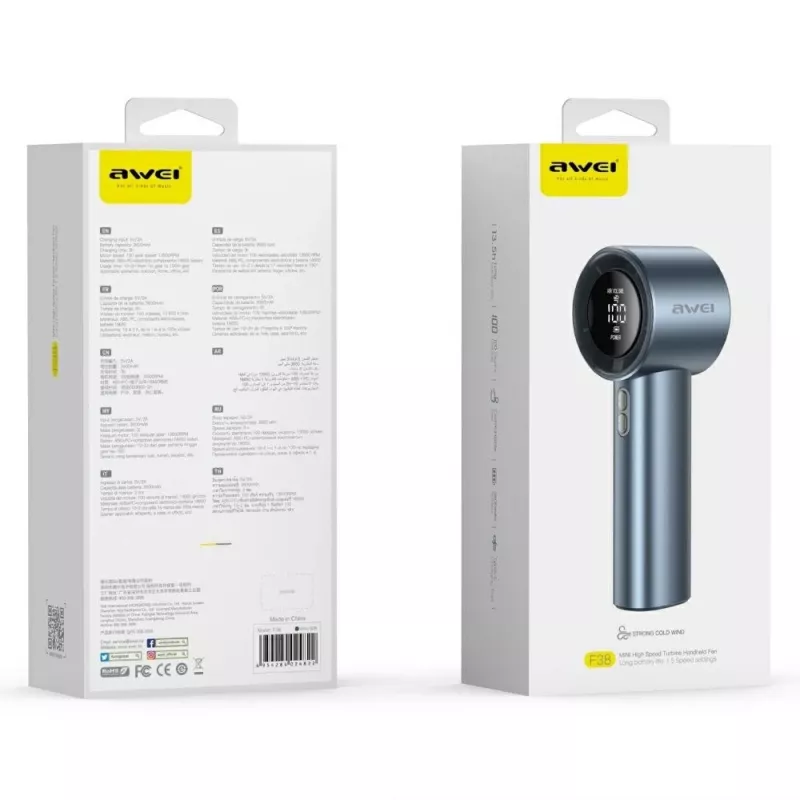 AWEI F38 Mini prenosný ventilátor modrý