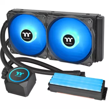 Thermaltake Floe RC 240 All-in-One kvapalinový CPU chladič s integrovaným RAM vodným blokom, 240mm radiátor, 2x 120mm ARGB PWM ventilátory, Intel/AMD