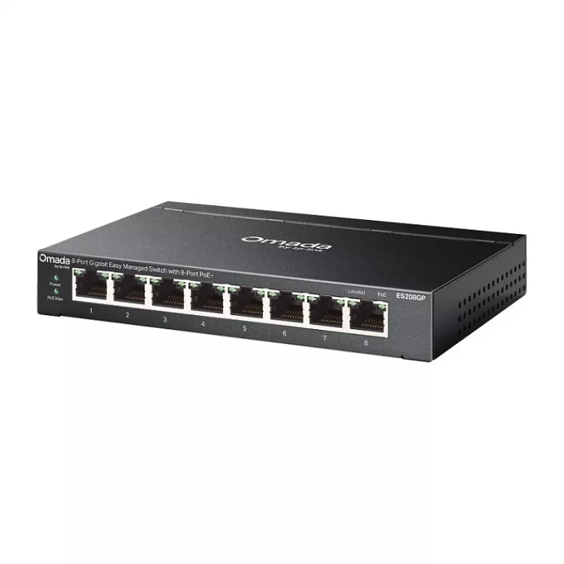 TP-Link Omada ES208GP PoE+ 8-port Gigabit Smart Managed switch s 61W PoE rozpočtom