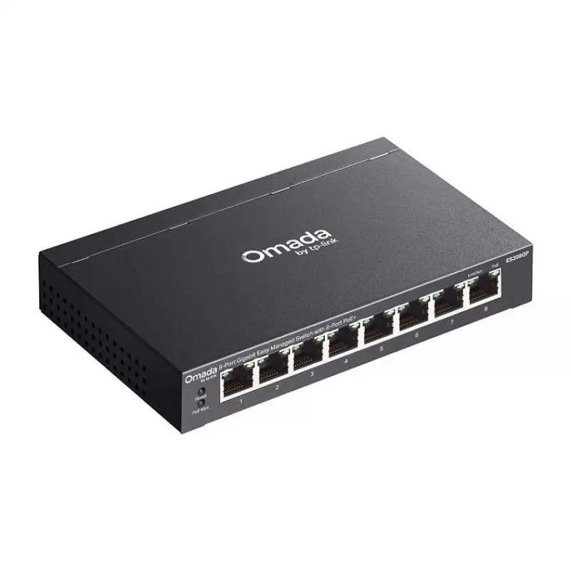 TP-Link Omada ES208GP PoE+ 8-port Gigabit Smart Managed switch s 61W PoE rozpočtom
