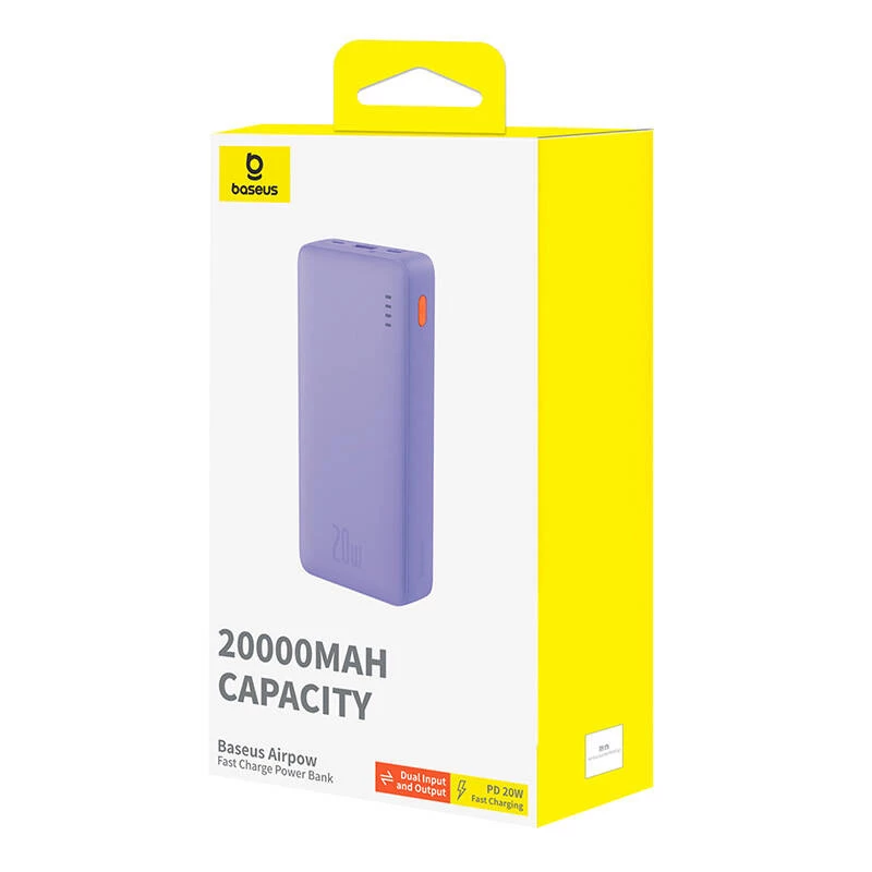 Baseus Airpow - 20 000 mAh 20W powerbank (fialová)