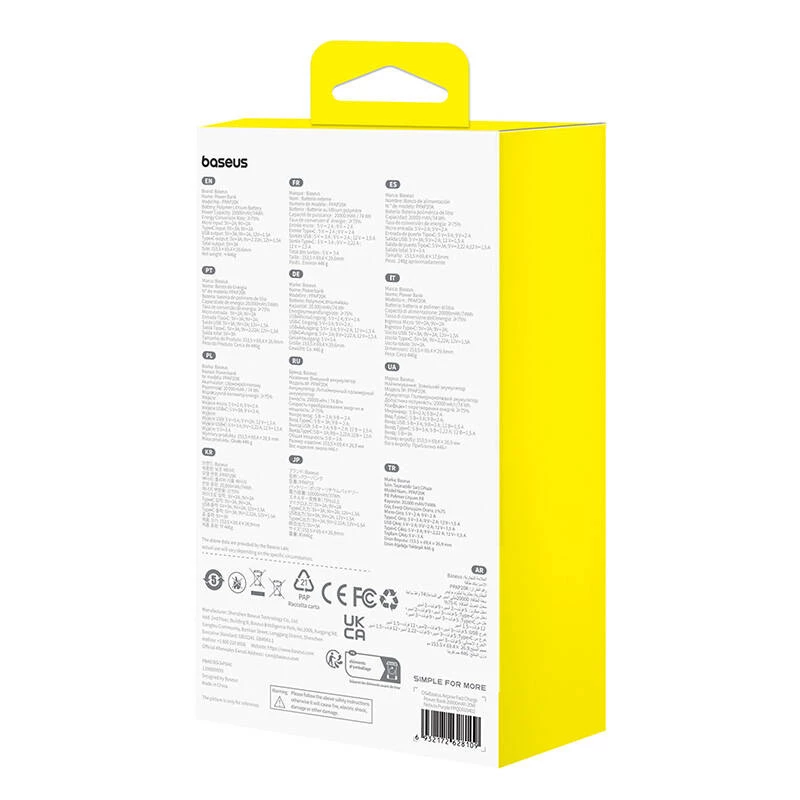 Baseus Airpow - 20 000 mAh 20W powerbank (fialová)