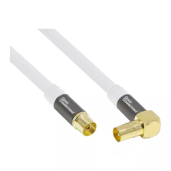 Good Connections SmartFLEX SAT anténny kábel, IEC/Coax konektor samec zahnutý na konektor samica, pozlátený, štvornásobne tienený, 120 dB, biela, 2 m (GC-M2063)
