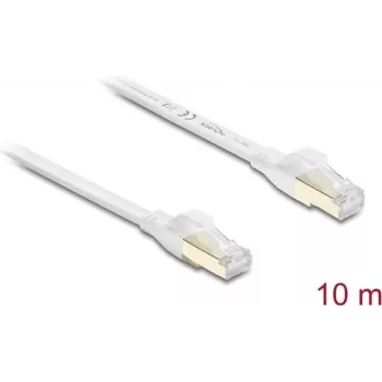 Delock RJ45 plochý patch kábel Cat.8.1 U/FTP 40 Gbps 10 m biely (81038)