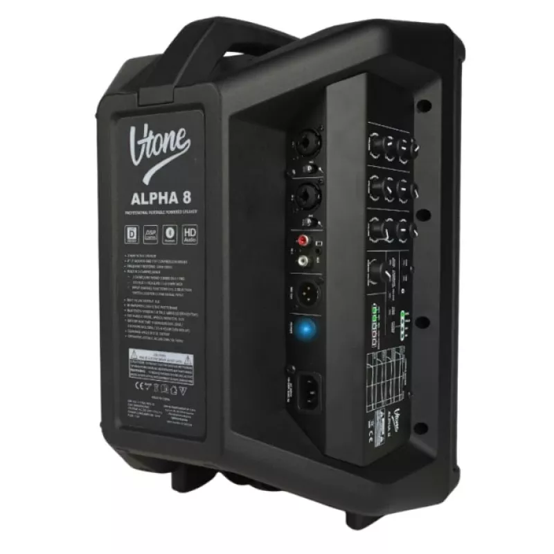 V-TONE ALPHA 8 aktívny akumulátorový stĺpový PA systém s integrovaným mixpultom, 300W RMS, 8 inch woofer, Bluetooth, USB/SD, Hall