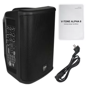 V-TONE ALPHA 8 aktívny akumulátorový stĺpový PA systém s integrovaným mixpultom, 300W RMS, 8
