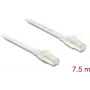 Delock RJ45 plochý patch kábel Cat.8.1 U/FTP do 40 Gbit/s 7,5 m biely (81029)